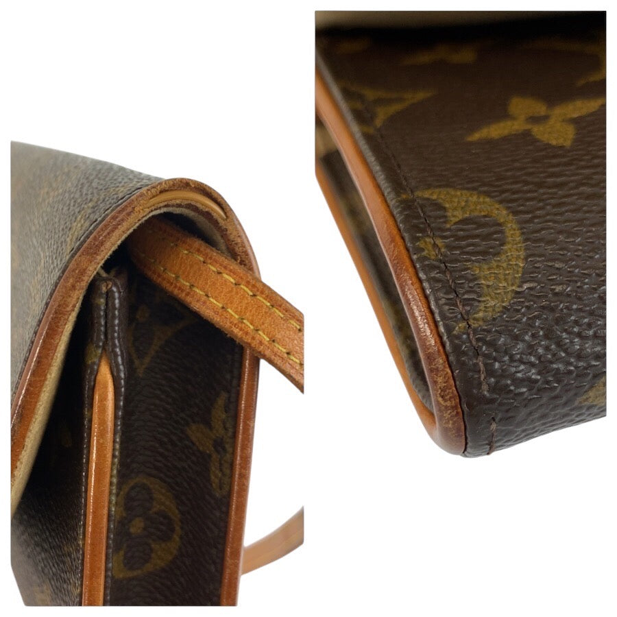 25141
LOUIS VUITTON ルイヴィトン ヴィンテージ モノグラム ポシェットツインGM ブラウン ゴールド金具 PVC / レザー M51852 ショルダーバッグ ポシェット レディース AB35
