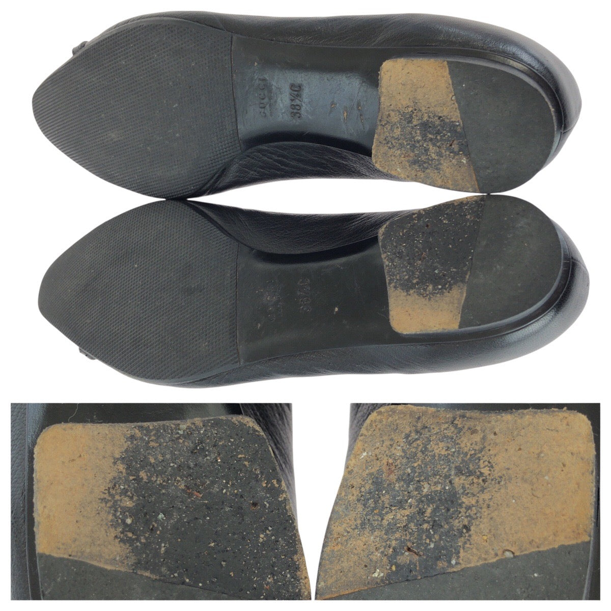 25147
GUCCI グッチ インターロッキングG スタッズ サイズ38 ブラック 黒 ゴールド金具 レザー 121186 パンプス レディース AB10