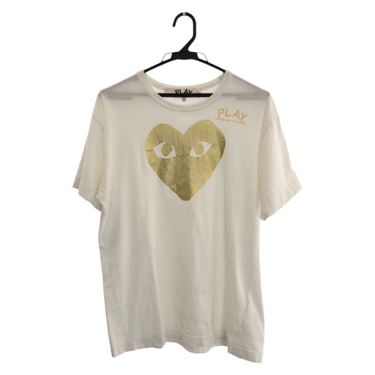 25148
COMME des GARCONS コムデギャルソン サイズL ホワイト ゴールド コットン AZ-T128 半袖Ｔシャツ メンズ AB7