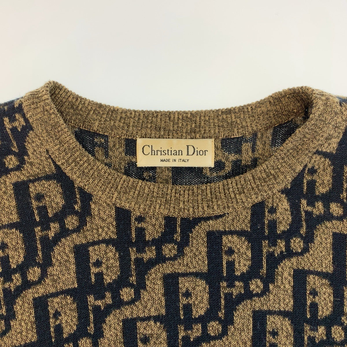 25149
Christian Dior クリスチャンディオール トロッター ブラウン ウール / コットン ニット セーター レディース AB28