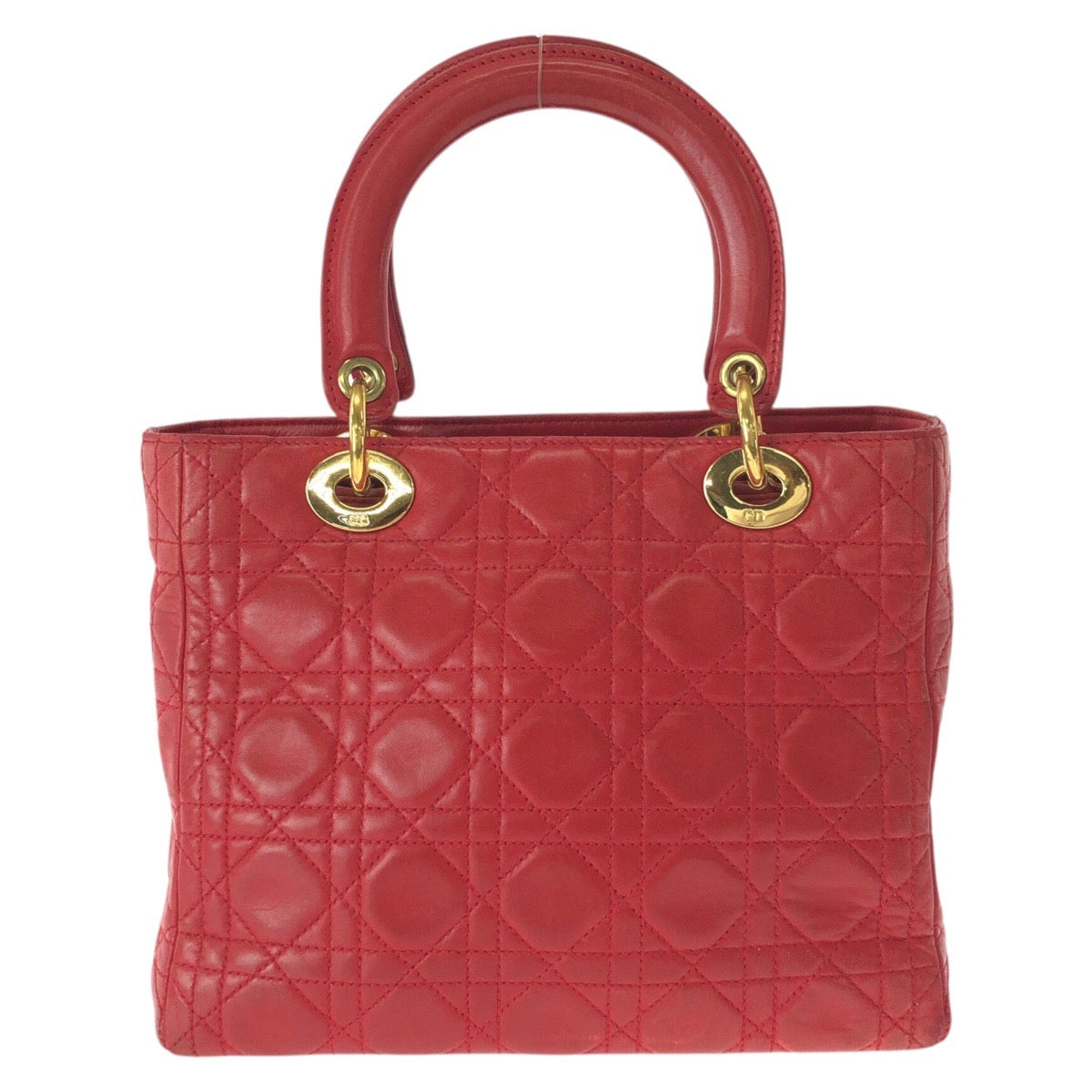 25150
Christian Dior クリスチャンディオール ヴィンテージ レディ ディオール カナージュ レッド ゴールド金具 レザー ハンドバッグ レディース AB70