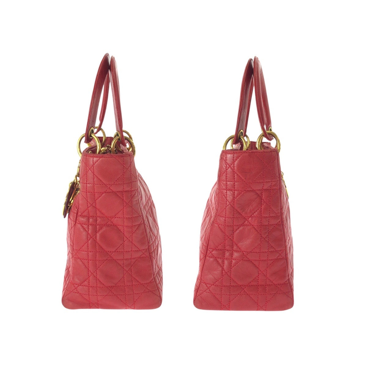 25150
Christian Dior クリスチャンディオール ヴィンテージ レディ ディオール カナージュ レッド ゴールド金具 レザー ハンドバッグ レディース AB70