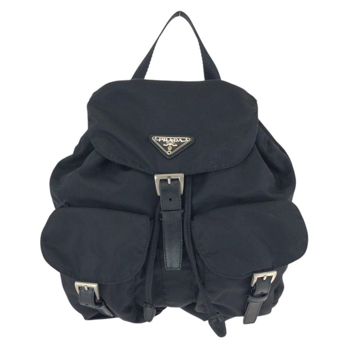25151
PRADA プラダ テスート 三角ロゴプレート ブラック 黒 シルバー金具 ナイロン / レザー リュックサック バックパック レディース ABP42