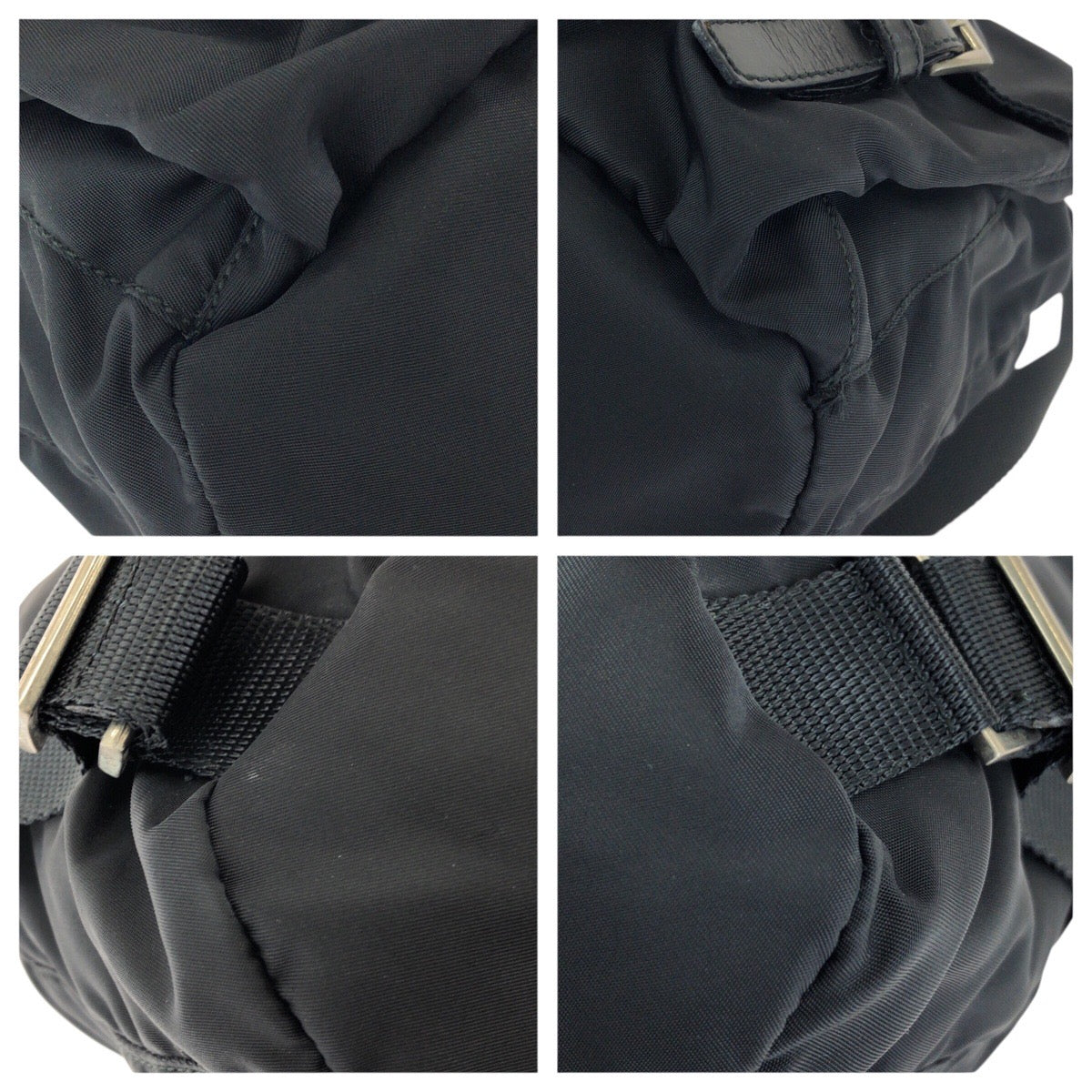 25151
PRADA プラダ テスート 三角ロゴプレート ブラック 黒 シルバー金具 ナイロン / レザー リュックサック バックパック レディース ABP42