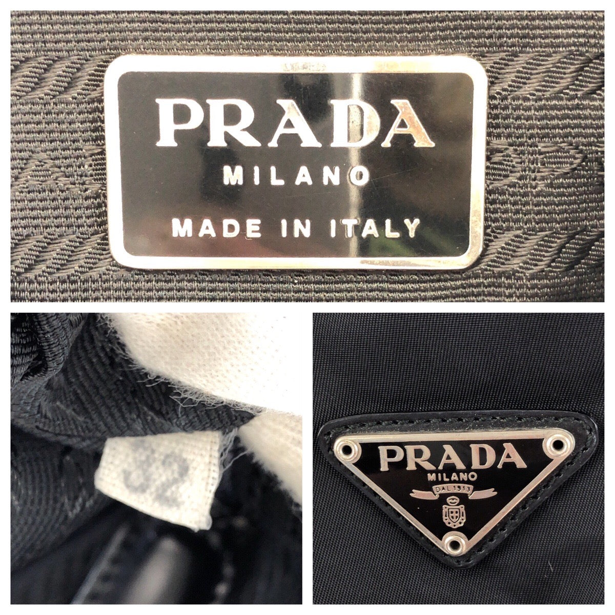 25151
PRADA プラダ テスート 三角ロゴプレート ブラック 黒 シルバー金具 ナイロン / レザー リュックサック バックパック レディース ABP42