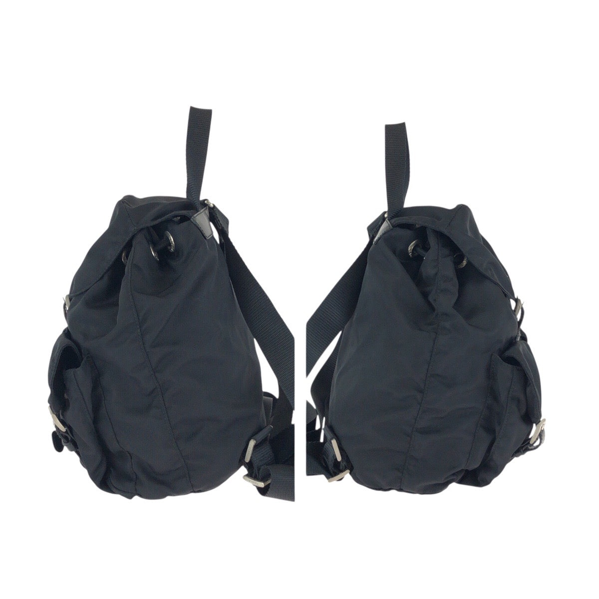 25151
PRADA プラダ テスート 三角ロゴプレート ブラック 黒 シルバー金具 ナイロン / レザー リュックサック バックパック レディース ABP42