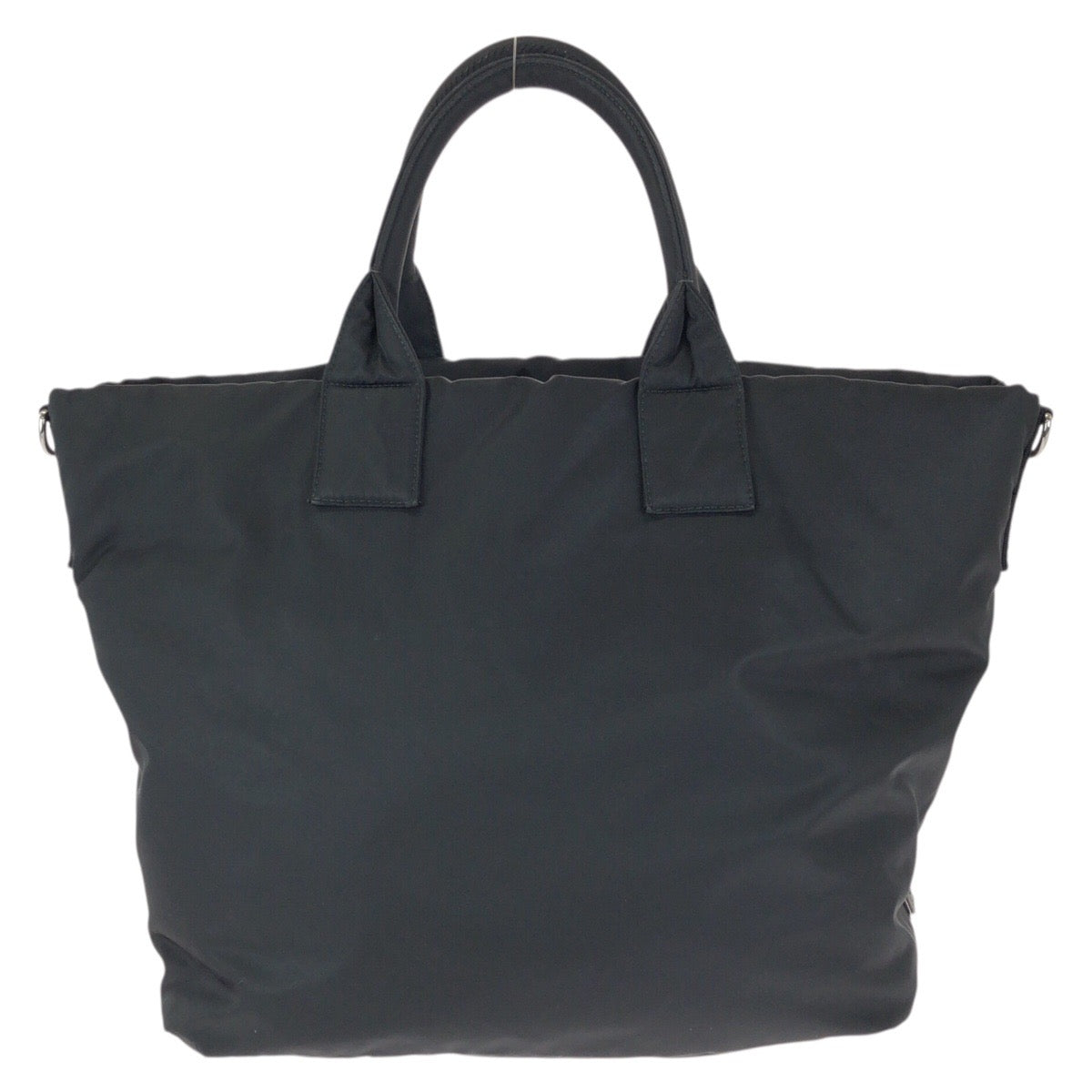 25154
PRADA プラダ テスートダブル 三角ロゴプレート 2way リバーシブル ブラック 黒 シルバー金具 ナイロン / レザー トートバッグ ショルダーバッグ レディース AB28