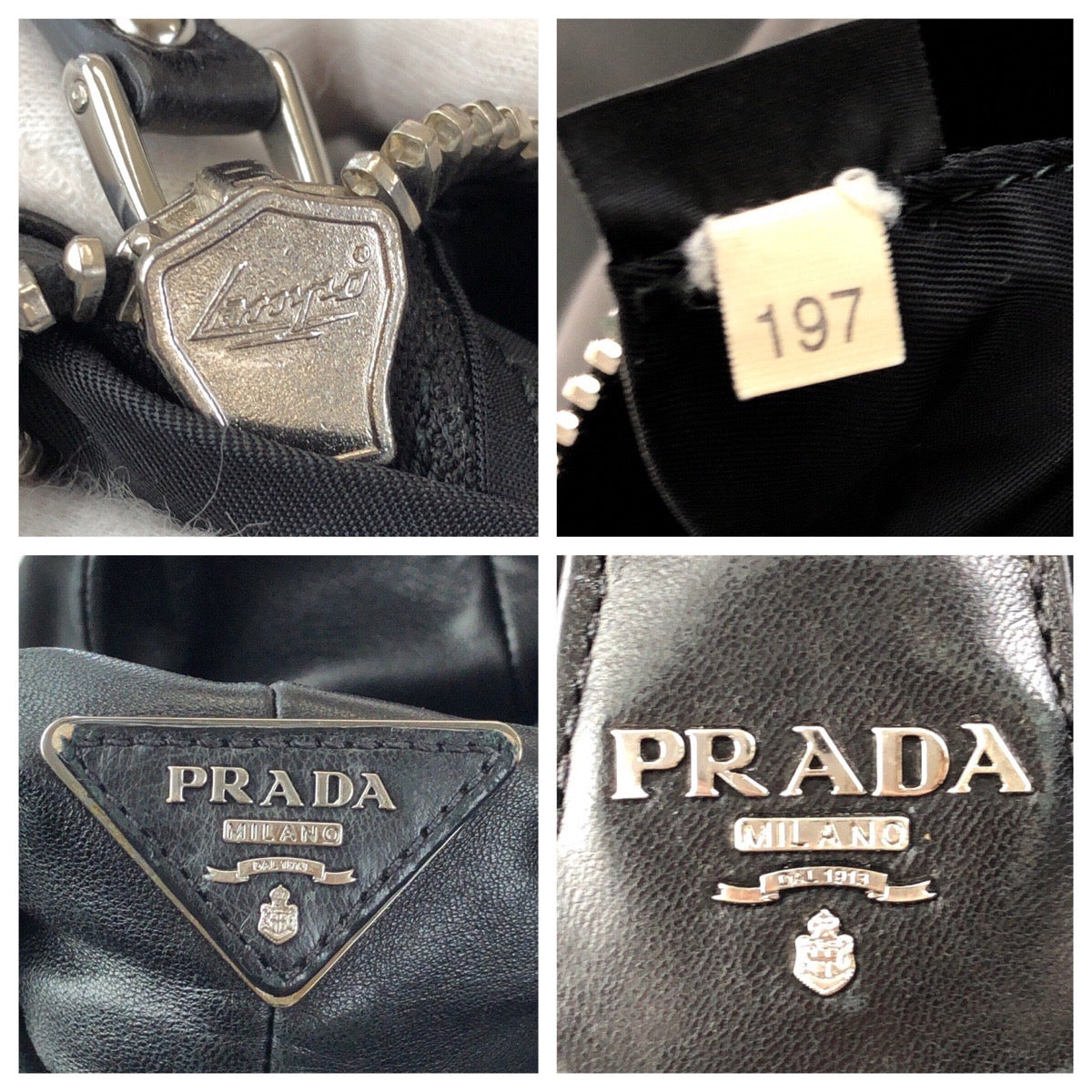 25154
PRADA プラダ テスートダブル 三角ロゴプレート 2way リバーシブル ブラック 黒 シルバー金具 ナイロン / レザー トートバッグ ショルダーバッグ レディース AB28