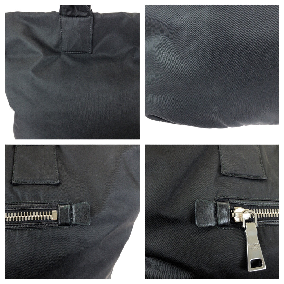 25154
PRADA プラダ テスートダブル 三角ロゴプレート 2way リバーシブル ブラック 黒 シルバー金具 ナイロン / レザー トートバッグ ショルダーバッグ レディース AB28