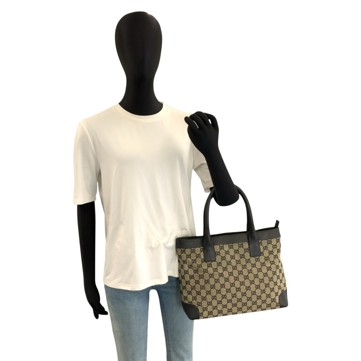 25158
GUCCI グッチ ブラック 黒 GGキャンバス / レザー 002 1119 トートバッグ ハンドバッグ レディース AB28