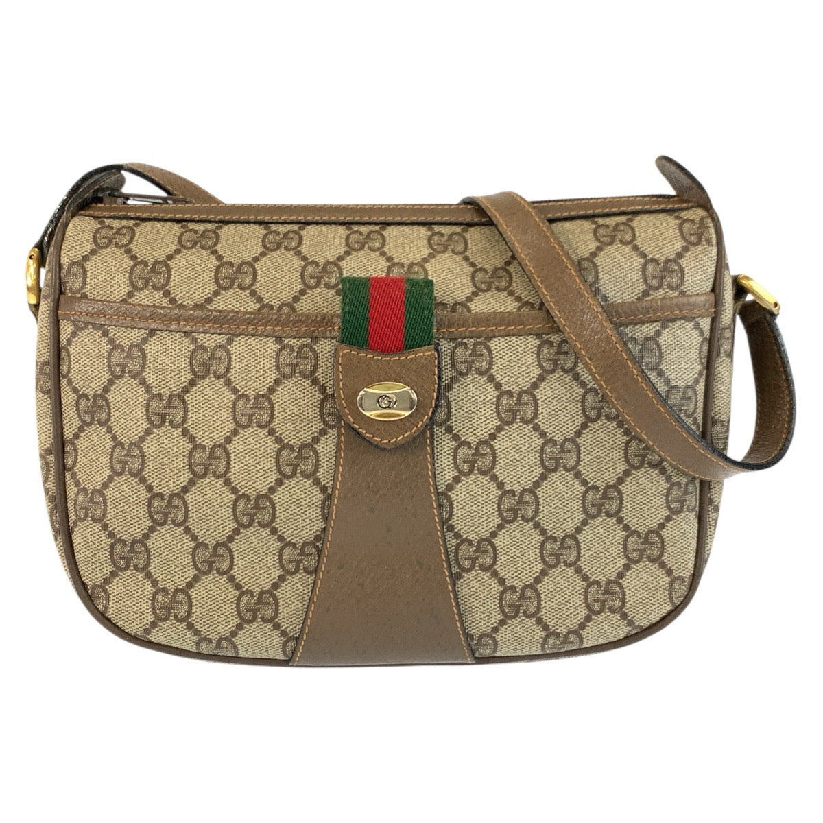25160
GUCCI グッチ ヴィンテージ シェリーライン ベージュ ブラウン GGスプリームキャンバス 89 02 032 ショルダーバッグ ポシェット レディース AB30