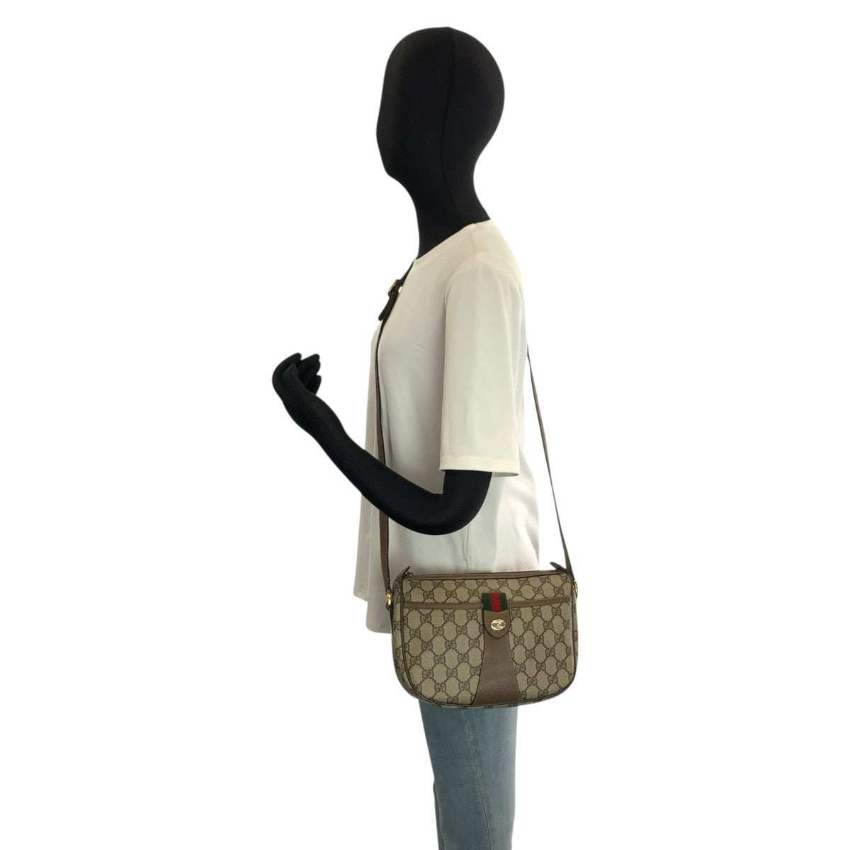 25160
GUCCI グッチ ヴィンテージ シェリーライン ベージュ ブラウン GGスプリームキャンバス 89 02 032 ショルダーバッグ ポシェット レディース AB30