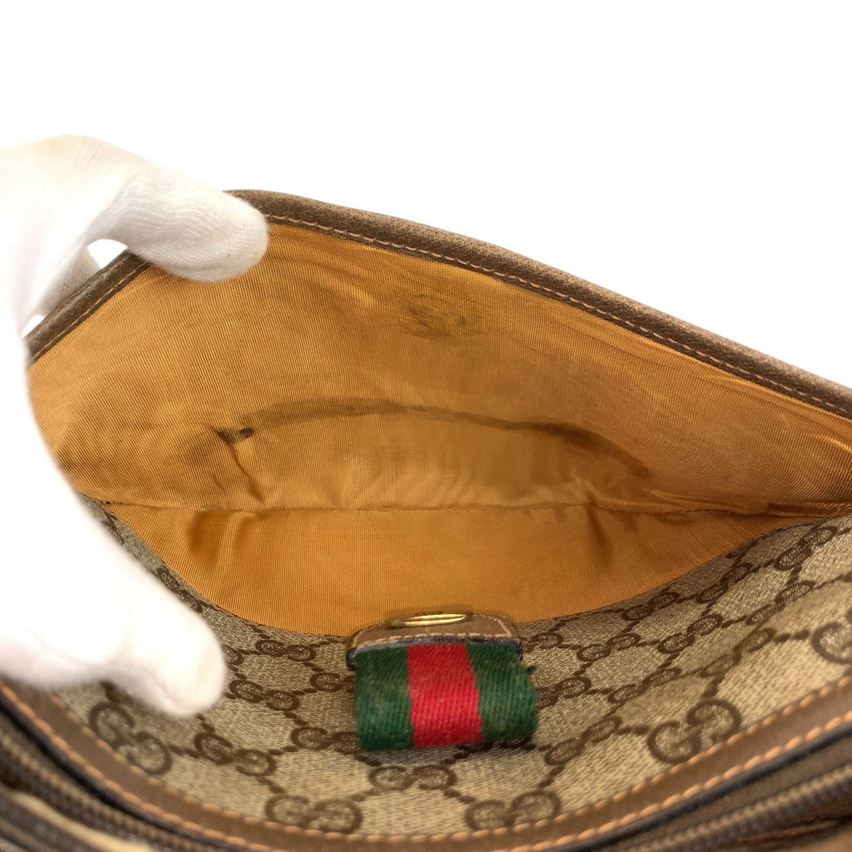 25160
GUCCI グッチ ヴィンテージ シェリーライン ベージュ ブラウン GGスプリームキャンバス 89 02 032 ショルダーバッグ ポシェット レディース AB30