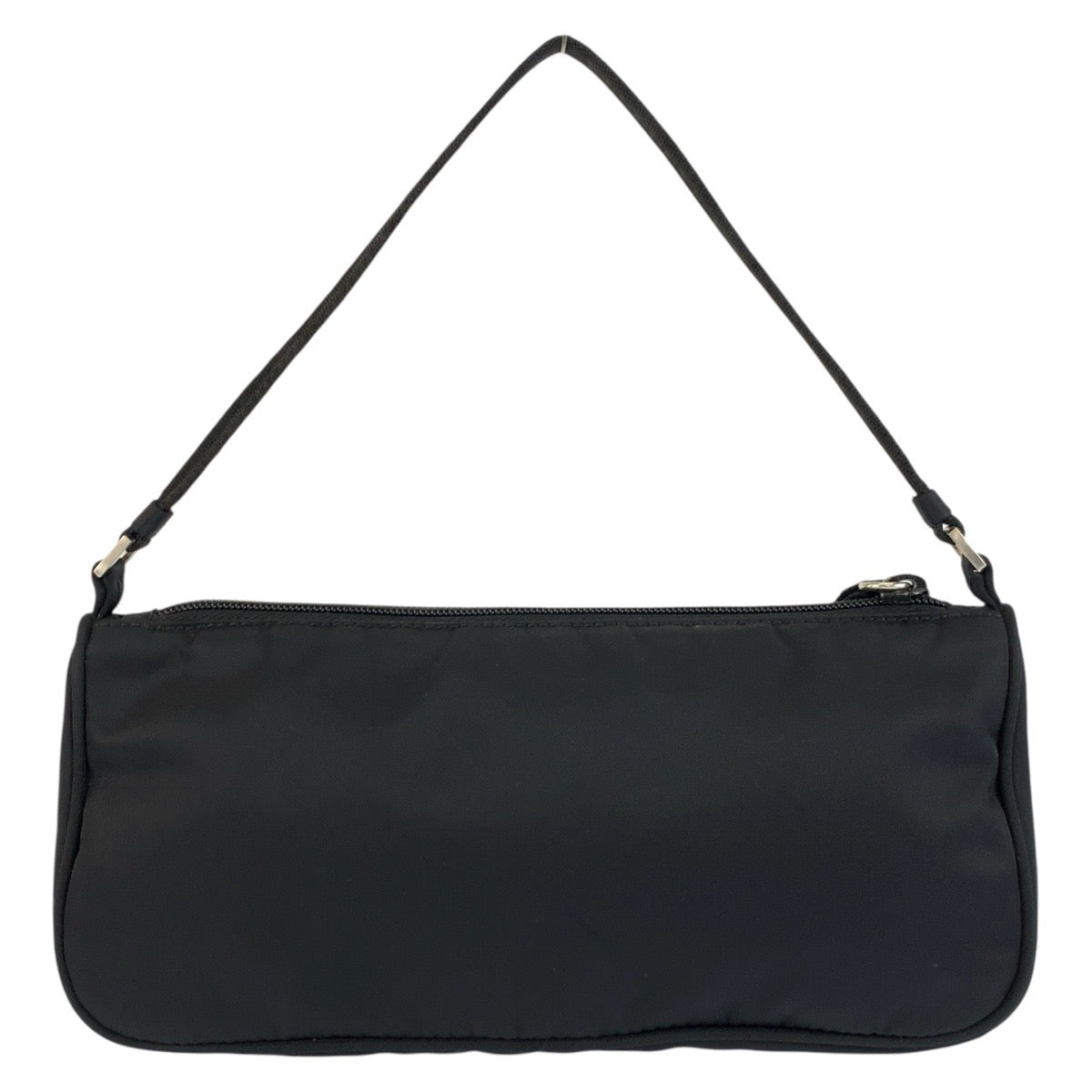 25161
PRADA プラダ テスート 三角ロゴプレート ブラック 黒 シルバー金具 ナイロン ハンドバッグ アクセサリーポーチ レディース A42