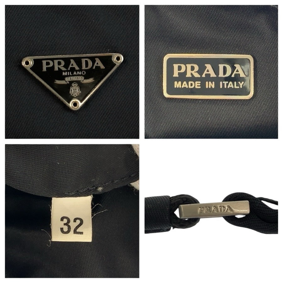 25161
PRADA プラダ テスート 三角ロゴプレート ブラック 黒 シルバー金具 ナイロン ハンドバッグ アクセサリーポーチ レディース A42