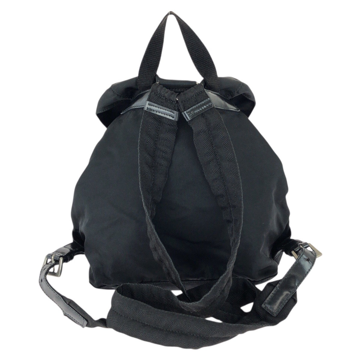 25162
PRADA プラダ テスート 三角ロゴプレート ブラック 黒 シルバー金具 ナイロン / レザー リュックサック バックパック レディース B28
