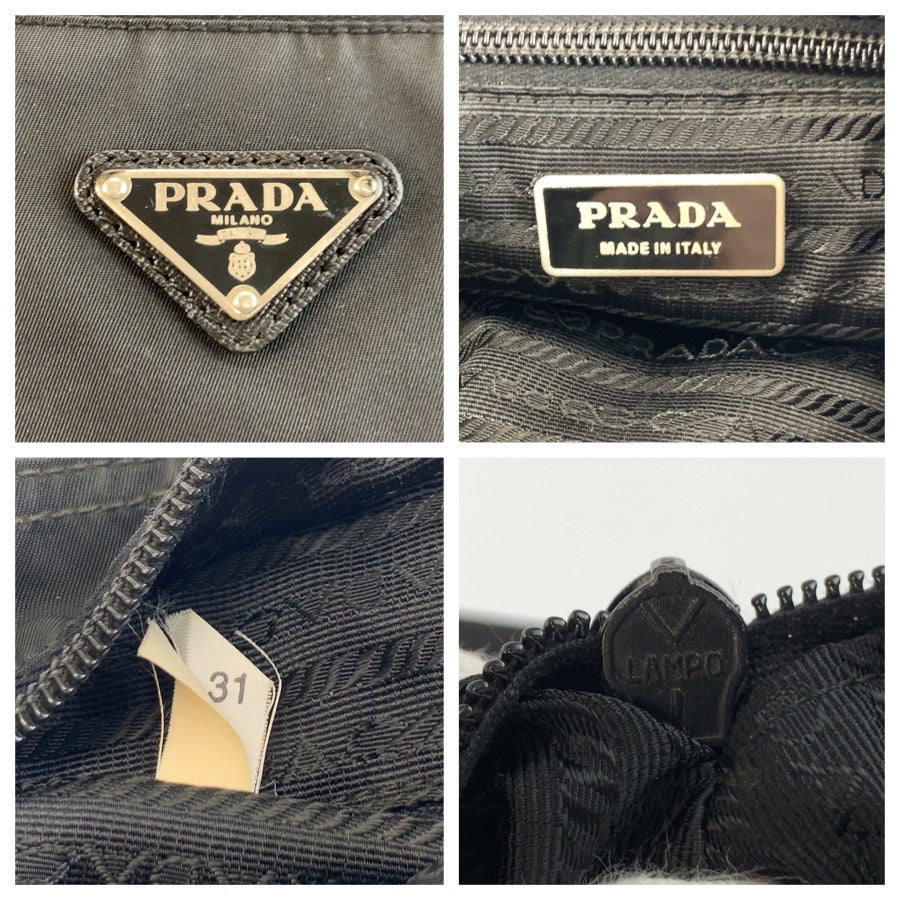 25167
PRADA プラダ テスート 三角ロゴプレート ブラック 黒 シルバー金具 ナイロン ショルダーバッグ メッセンジャーバッグ メンズ ABP42