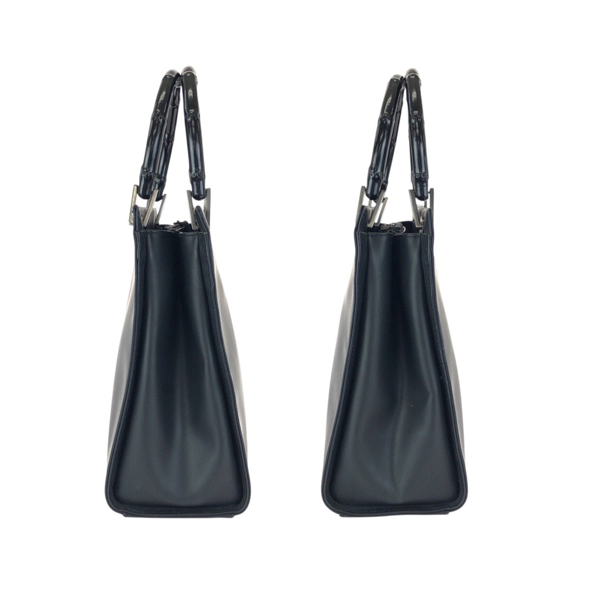 25169
GUCCI グッチ バンブー ブラック 黒 ガンメタ金具 スムースレザー 002 1016 トートバッグ ハンドバッグ レディース AB28
