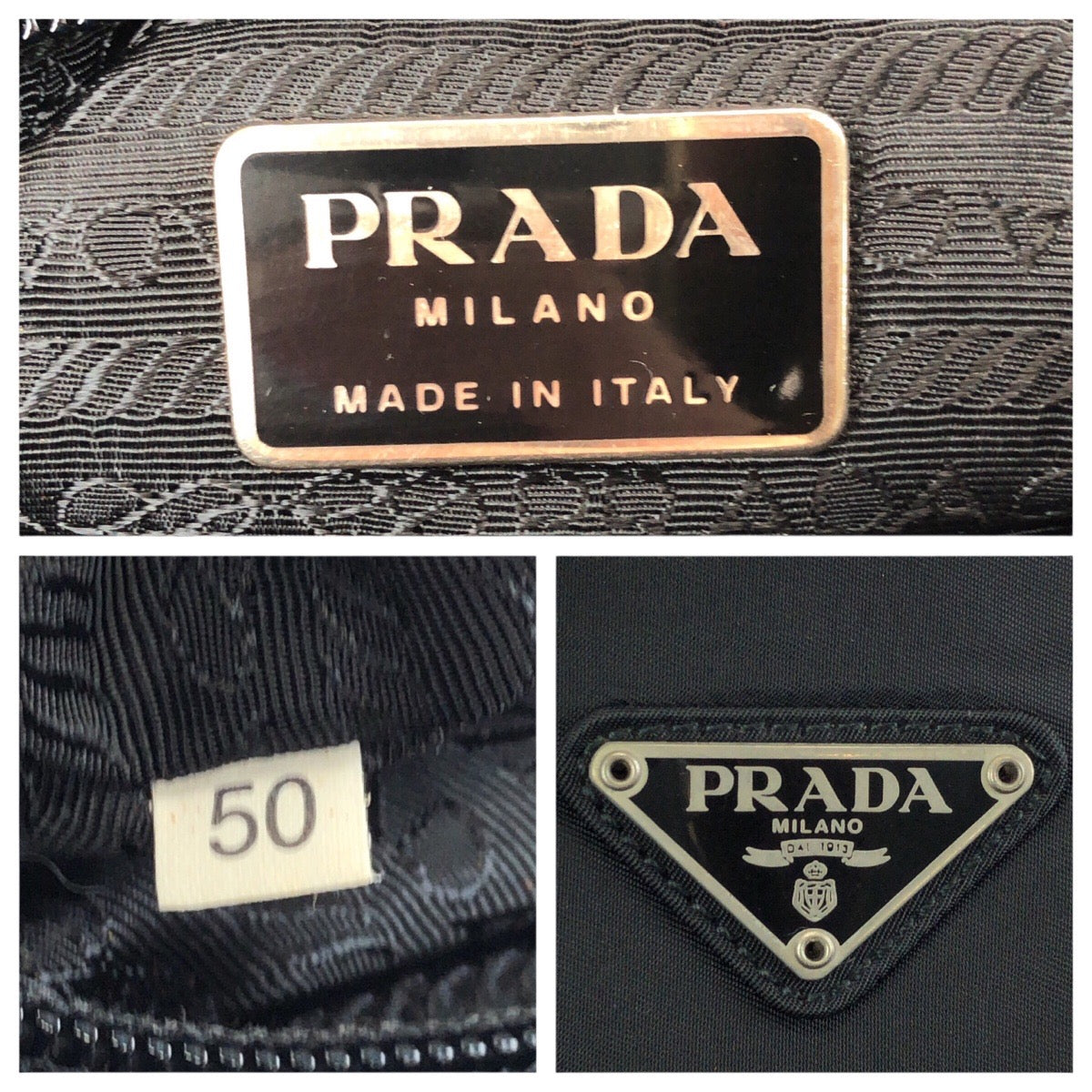 25171
PRADA プラダ テスート 三角ロゴプレート ブラック 黒 シルバー金具 ナイロン トートバッグ ショルダーバッグ レディース ABP35