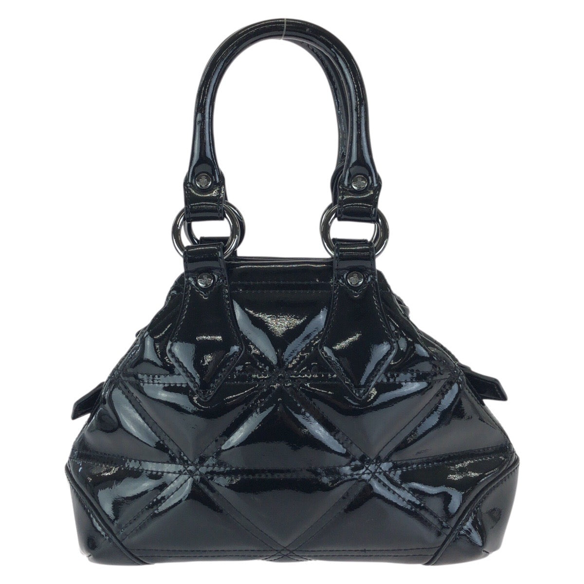 25173
Vivienne Westwood ヴィヴィアンウエストウッド ヤスミン オーブロゴ ブラック 黒 ガンメタ金具 エナメル ハンドバッグ レディース ABP21