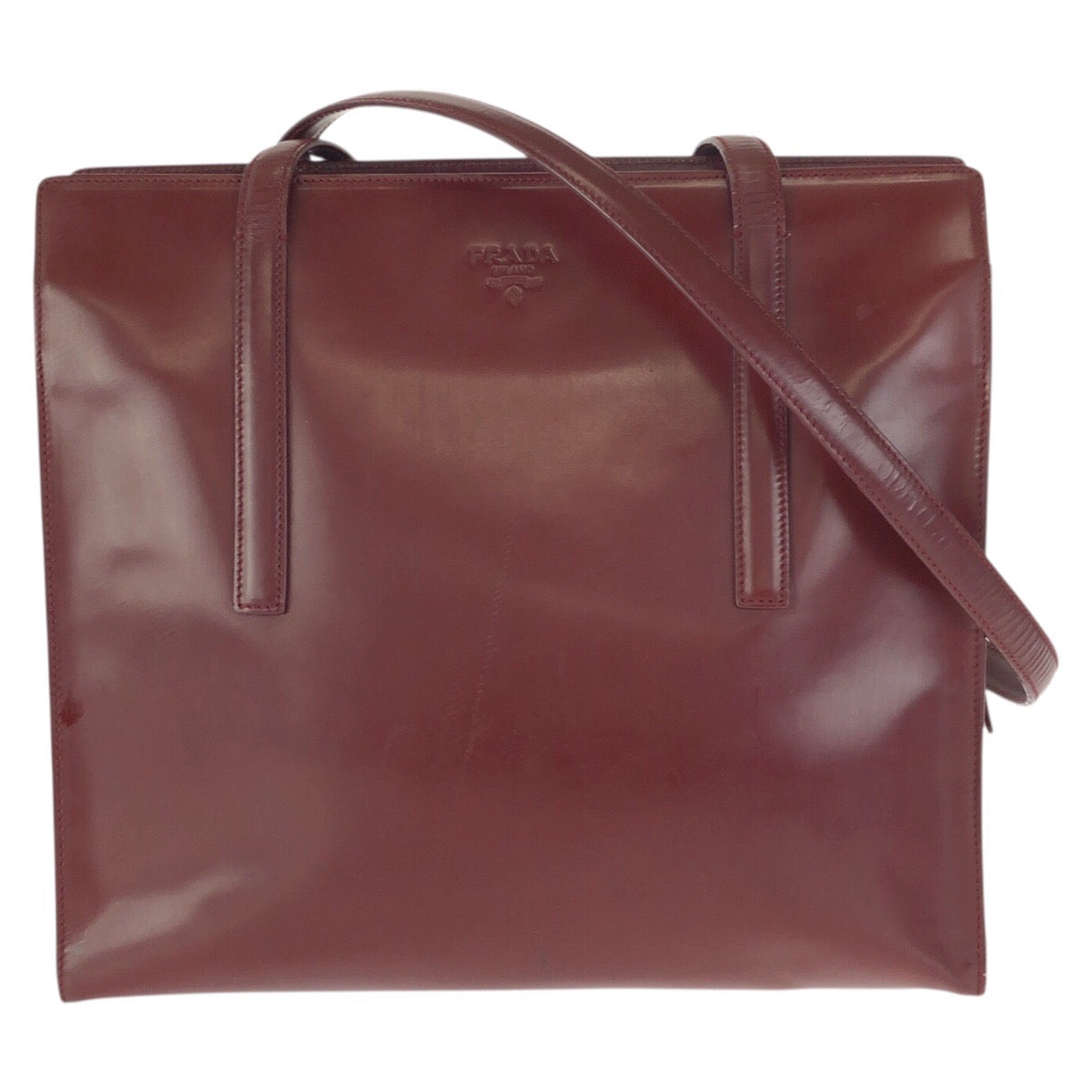 25174
PRADA プラダ スパッツォラート ワインレッド ボルドー パテントレザー ショルダーバッグ トートバッグ レディース AB42
