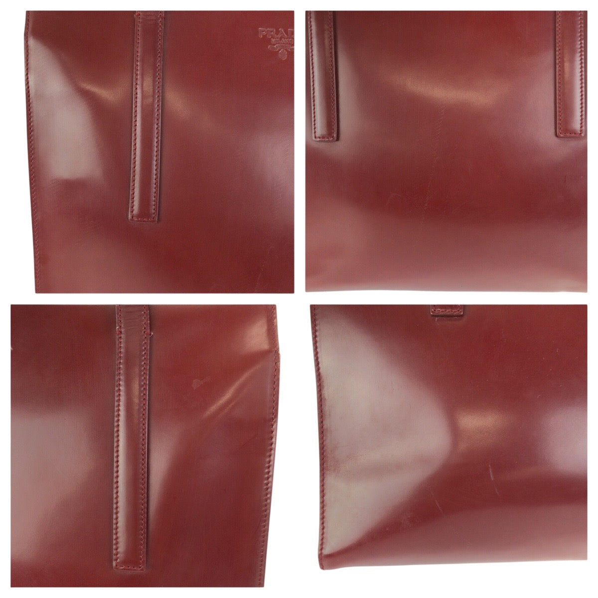 25174
PRADA プラダ スパッツォラート ワインレッド ボルドー パテントレザー ショルダーバッグ トートバッグ レディース AB42
