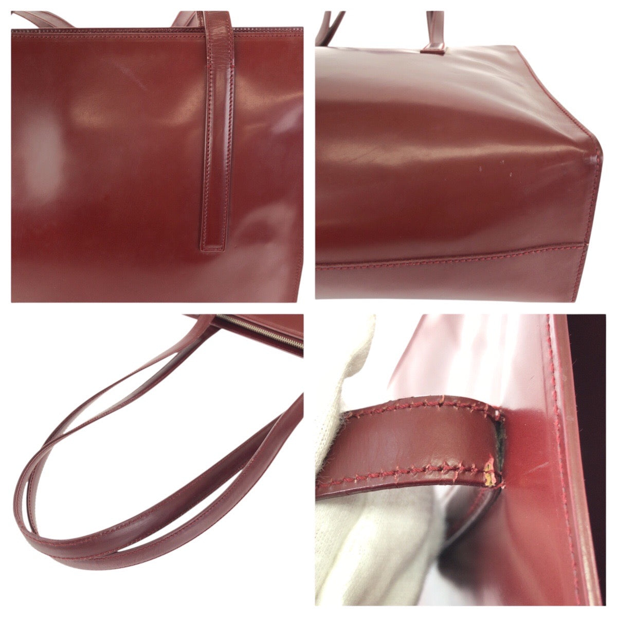25174
PRADA プラダ スパッツォラート ワインレッド ボルドー パテントレザー ショルダーバッグ トートバッグ レディース AB42