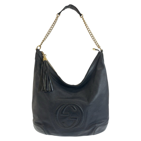 25178
GUCCI グッチ ソーホー ブラック 黒 ゴールド金具 レザー 326706 チェーンショルダーバッグ レディース AB35