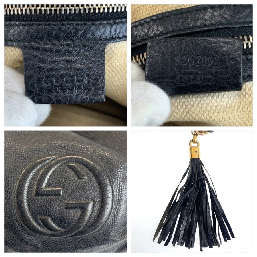 25178
GUCCI グッチ ソーホー ブラック 黒 ゴールド金具 レザー 326706 チェーンショルダーバッグ レディース AB35
