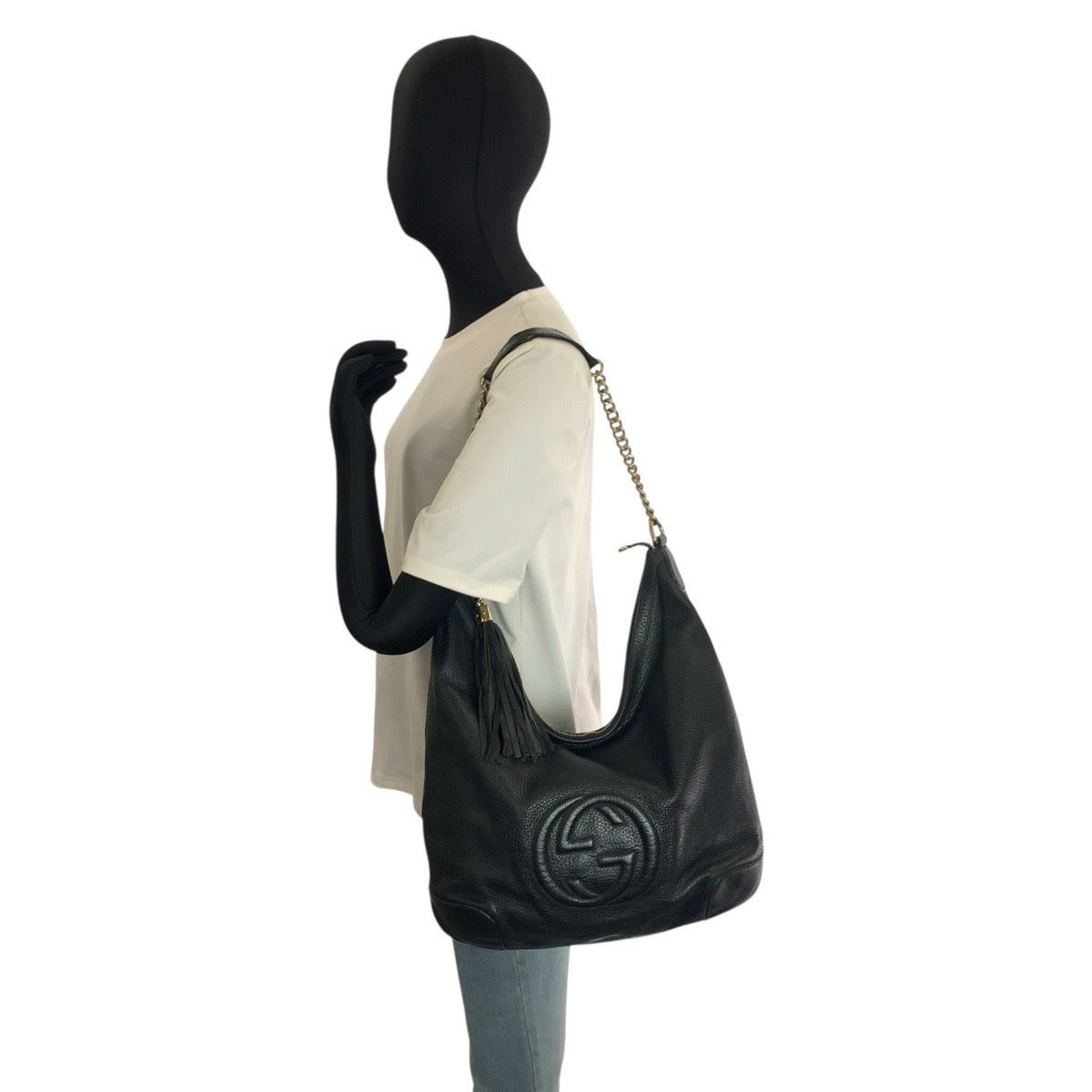 25178
GUCCI グッチ ソーホー ブラック 黒 ゴールド金具 レザー 326706 チェーンショルダーバッグ レディース AB35