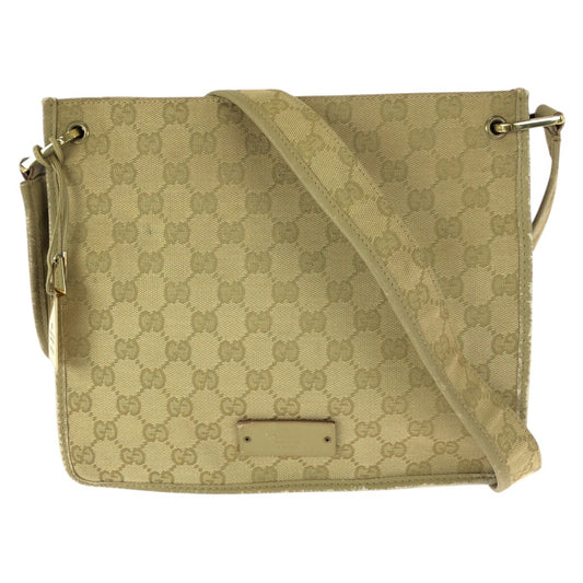 25180
GUCCI グッチ ベージュ ゴールド金具 GGキャンバス / レザー 91762 ショルダーバッグ レディース AB28