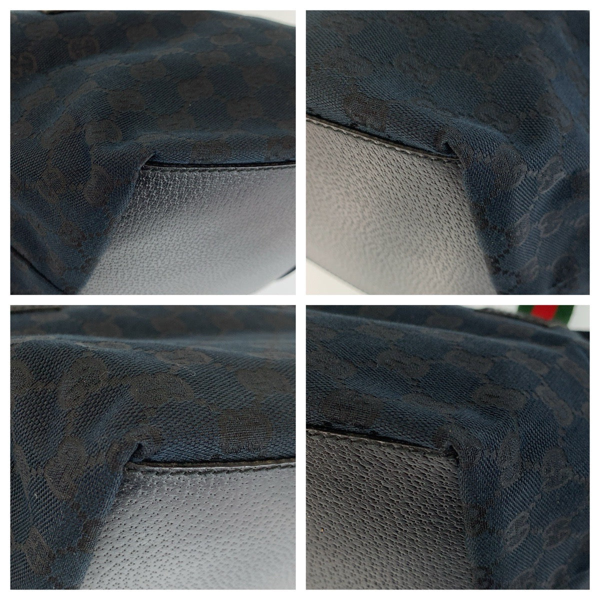 25181
GUCCI グッチ シェリーライン ブラック 黒 レッド グリーン GGキャンバス / レザー 131228 トートバッグ ハンドバッグ レディース A48