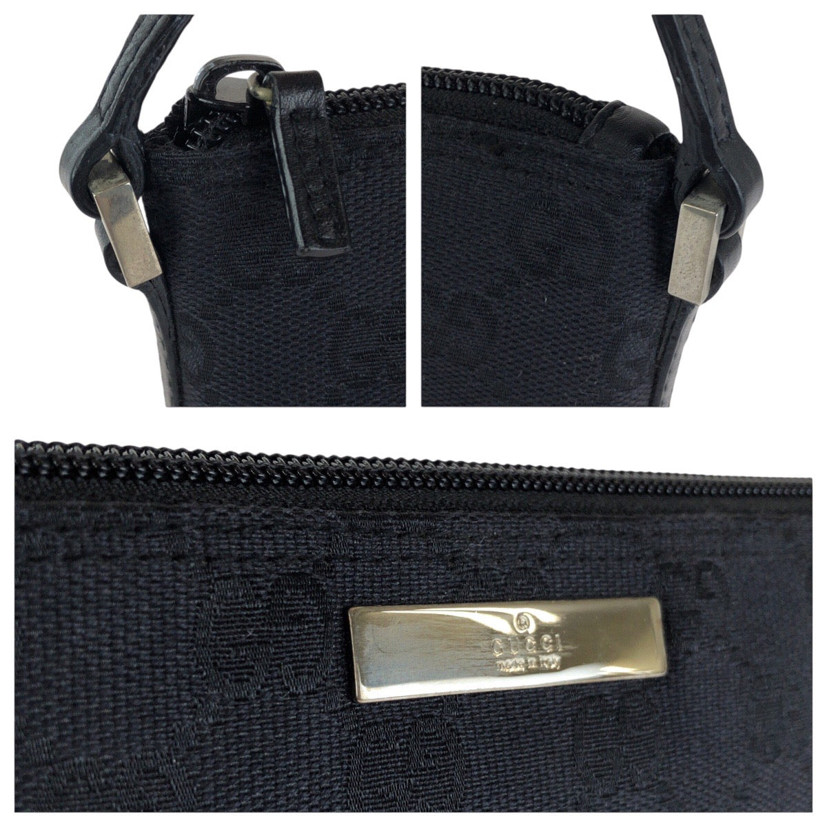 25182
GUCCI グッチ ブラック 黒 シルバー金具 039 1103 ハンドバッグ アクセサリーポーチ レディース A38
