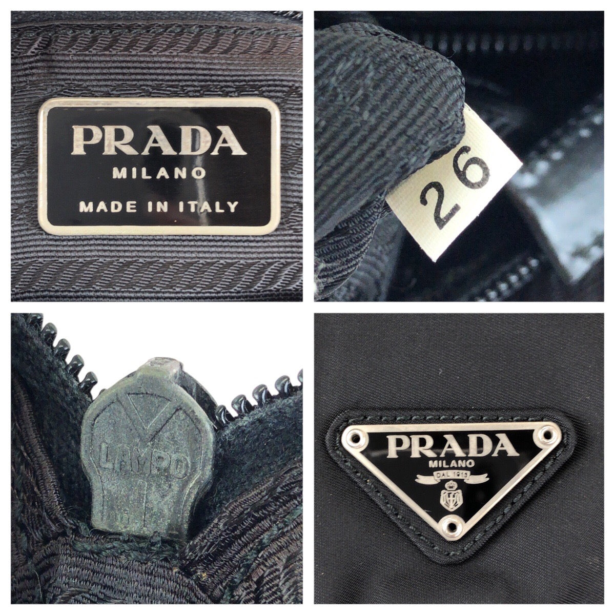 25183
PRADA プラダ テスート 三角ロゴプレート ブラック 黒 シルバー金具 ナイロン / レザー ショルダーバッグ メッセンジャーバッグ レディース ABP38
