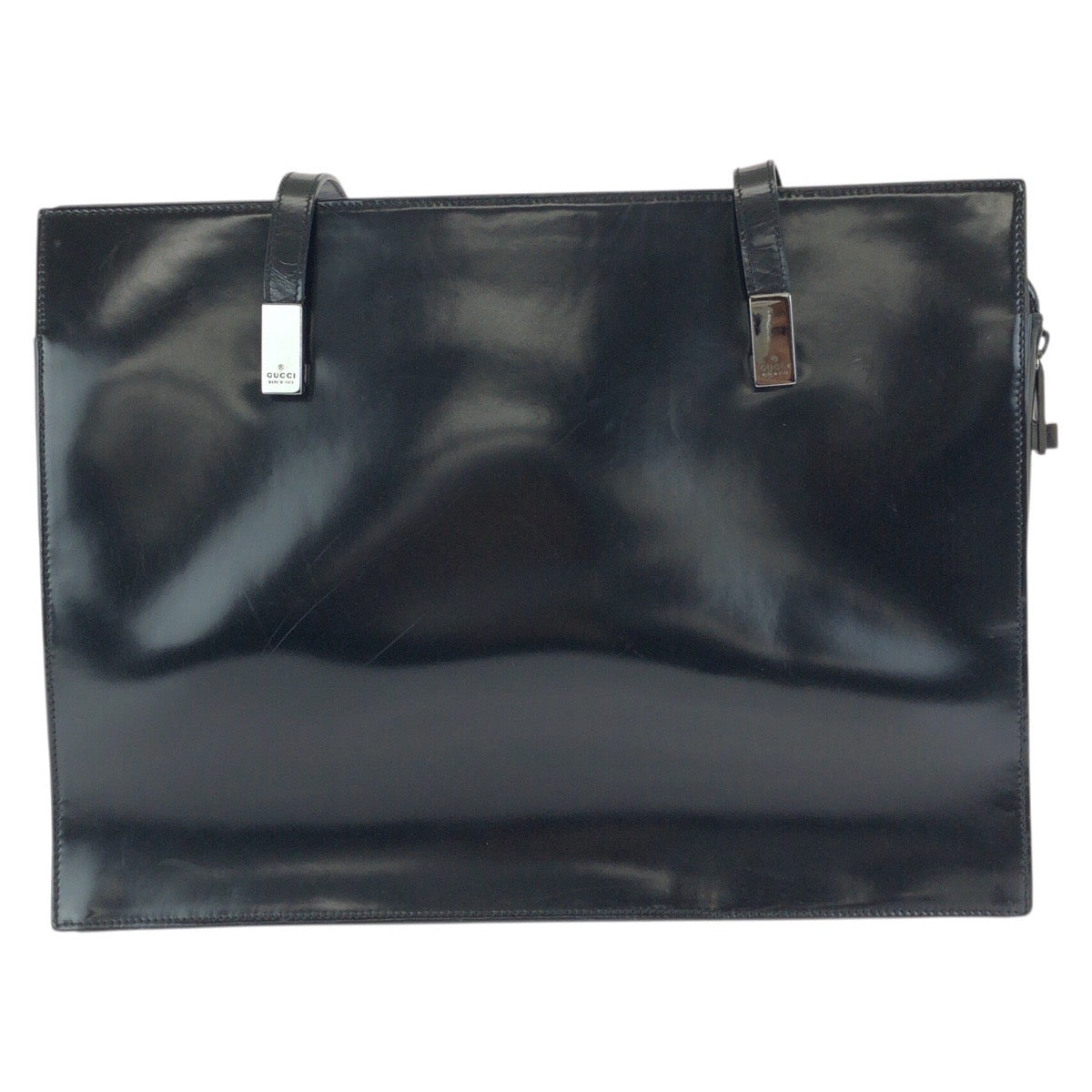 25184
GUCCI グッチ ブラック 黒 シルバー金具 エナメル 001 3264 ショルダーバッグ トートバッグ レディース AB28