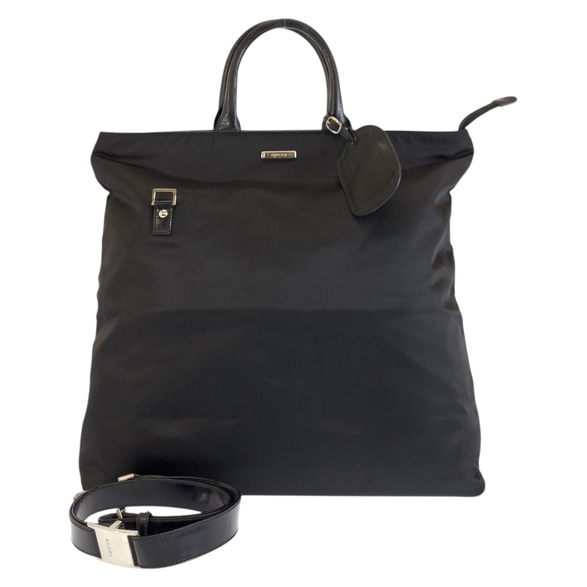 25185
GUCCI グッチ ブラック 黒 シルバー金具 ナイロン 019 0283 トートバッグ ショルダーバッグ 2way メンズ ABP35