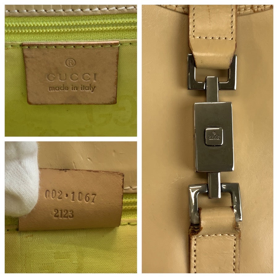 25188
GUCCI グッチ ジャッキー ベージュ レザー 002 1067 ハンドバッグ ショルダーバッグ レディース AB28