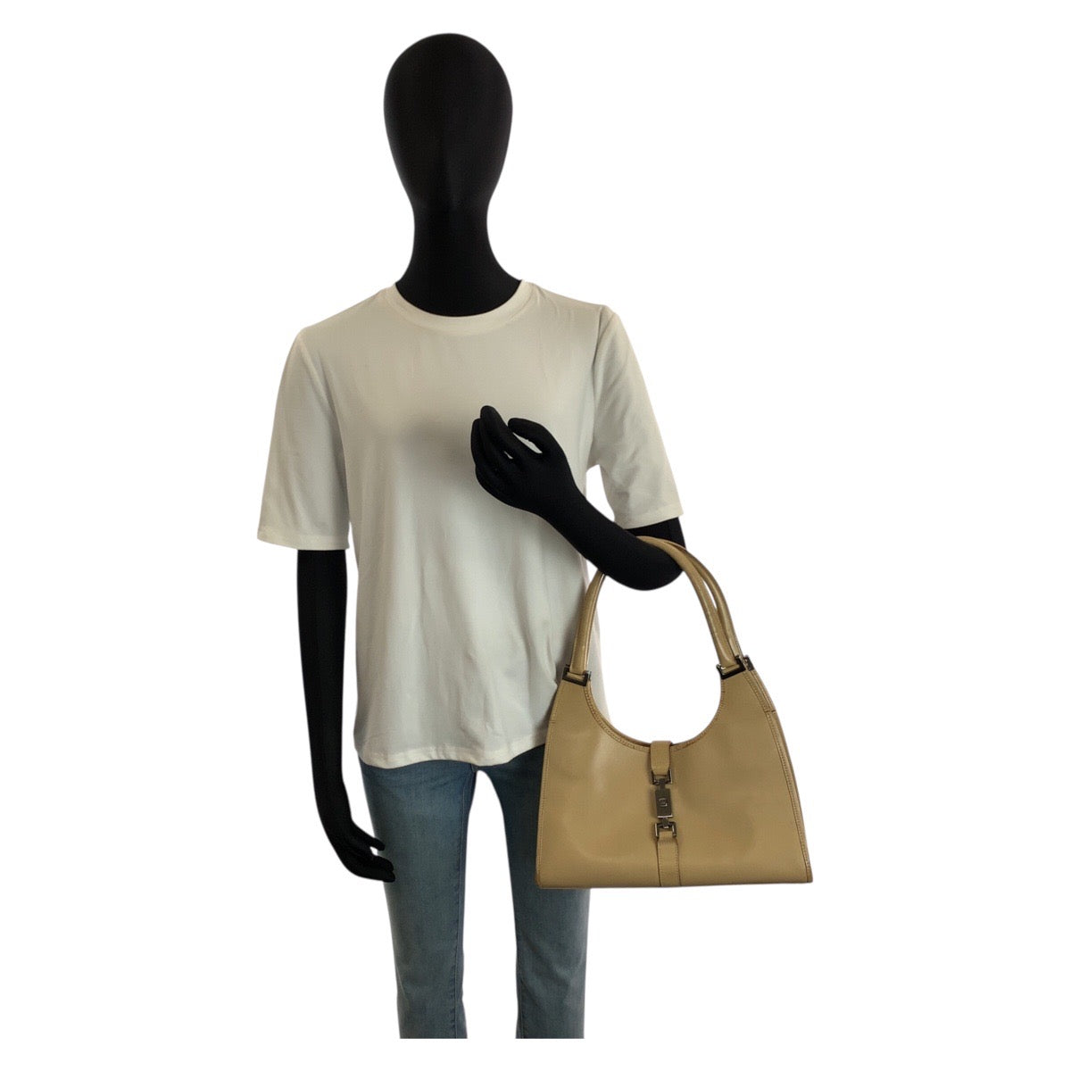 25188
GUCCI グッチ ジャッキー ベージュ レザー 002 1067 ハンドバッグ ショルダーバッグ レディース AB28