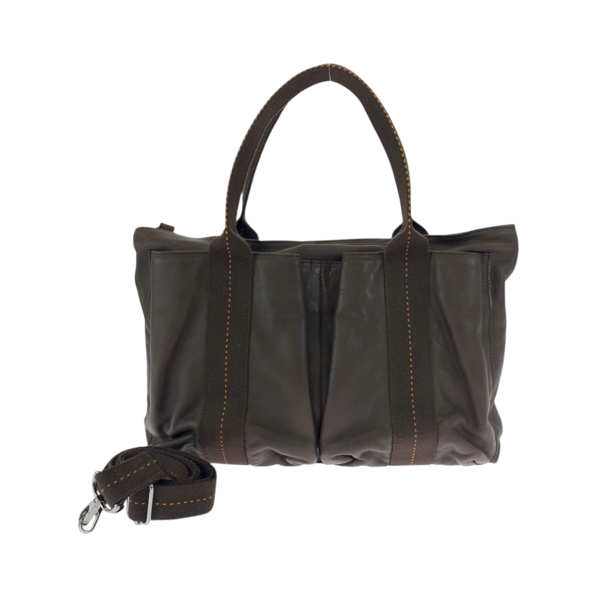 HERMES エルメス ホリゾンタルMM キャラバン ダークブラウン オレンジ シルバー金具 ヴォーデルマ ショルダーバッグ ハンドバッグ ビジネスバッグ ▫︎J刻印  レディース AB77