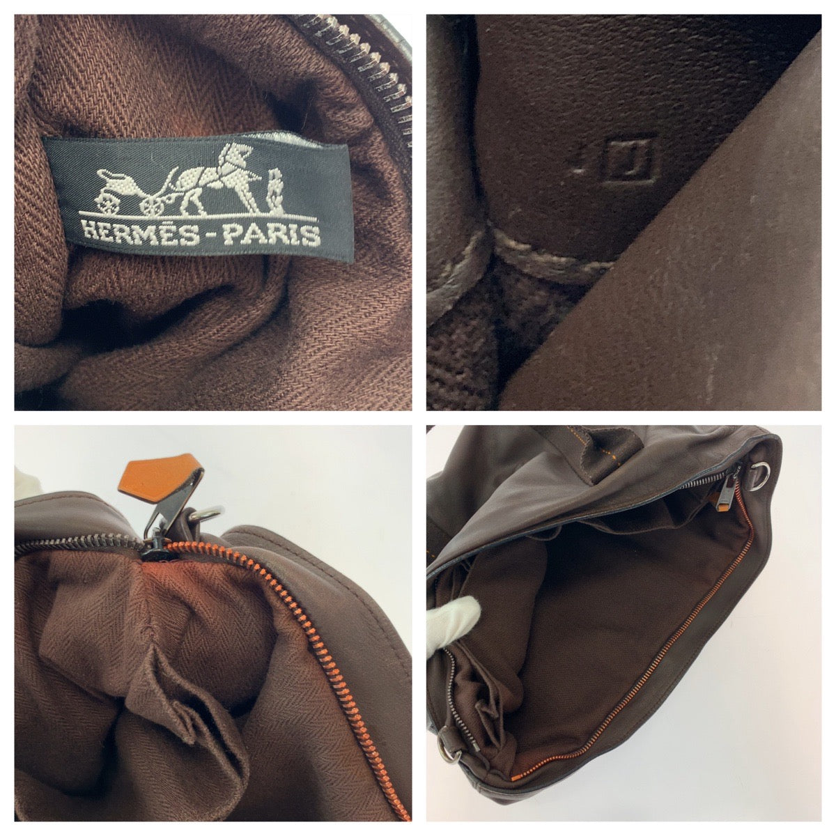 HERMES エルメス ホリゾンタルMM キャラバン ダークブラウン オレンジ シルバー金具 ヴォーデルマ ショルダーバッグ ハンドバッグ ビジネスバッグ ▫︎J刻印  レディース AB77