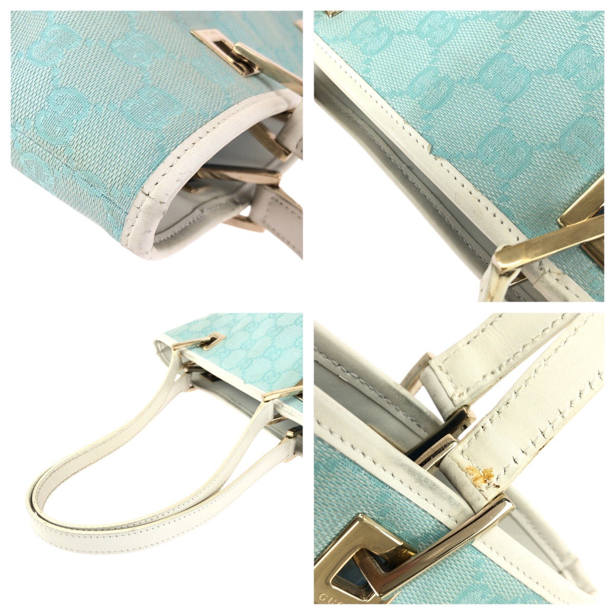 25189
GUCCI グッチ ライトブルー ホワイト ゴールド金具 GGキャンバス / レザー 002 1099 トートバッグ ショルダーバッグ レディース ABP35