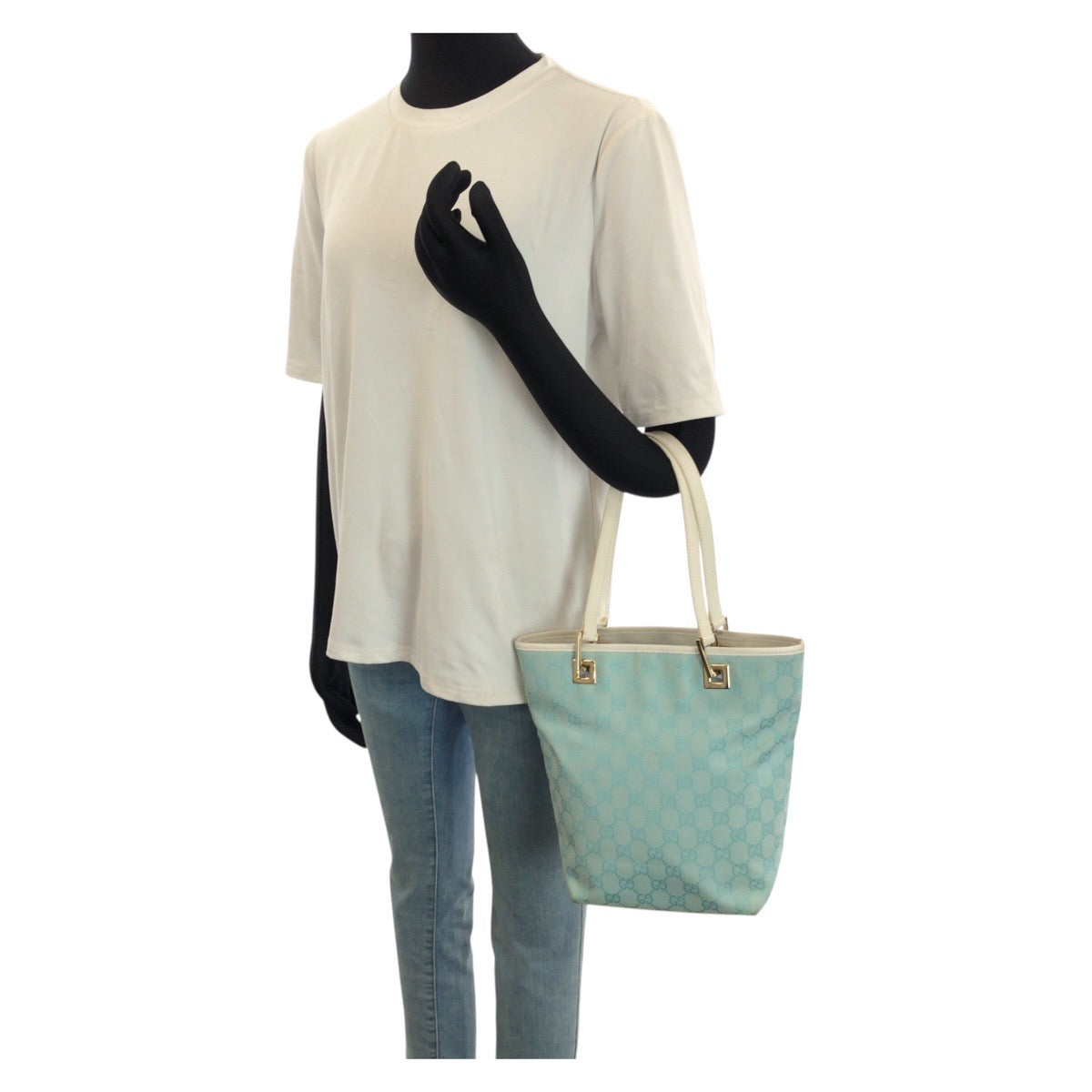 25189
GUCCI グッチ ライトブルー ホワイト ゴールド金具 GGキャンバス / レザー 002 1099 トートバッグ ショルダーバッグ レディース ABP35