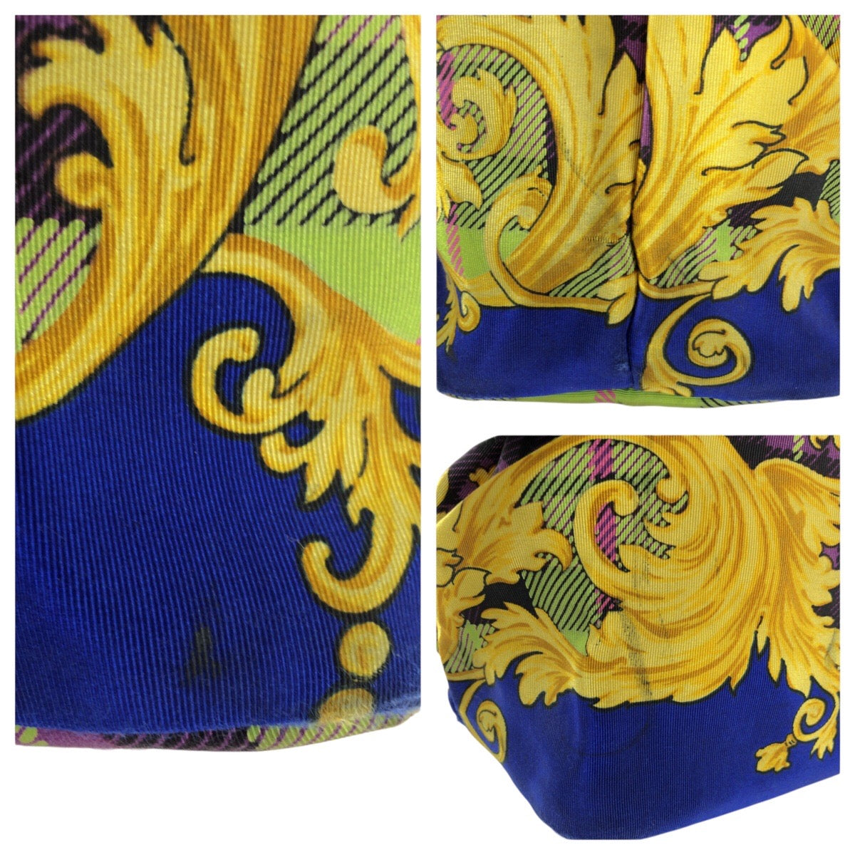 25191
VERSACE ヴェルサーチ ヴィンテージ タータンバロック ブルー グリーン イエロー キャンバス ショルダーバッグ トートバッグ レディース AB35