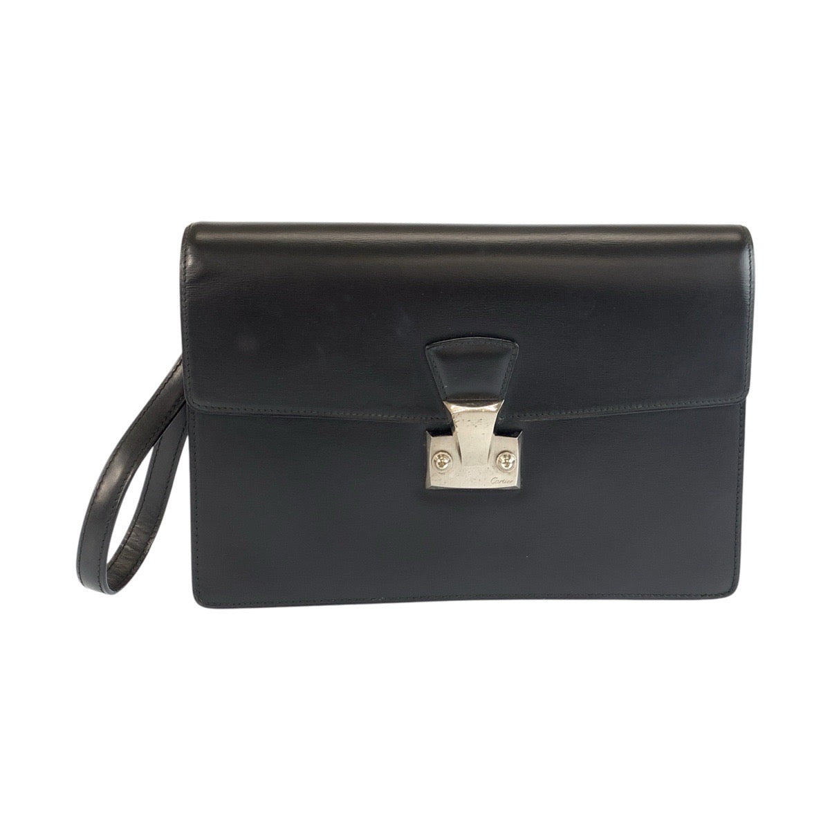 25192
CARTIER カルティエ パシャ ブラック 黒 シルバー金具 レザー クラッチバッグ セカンドバッグ メンズ ABP20