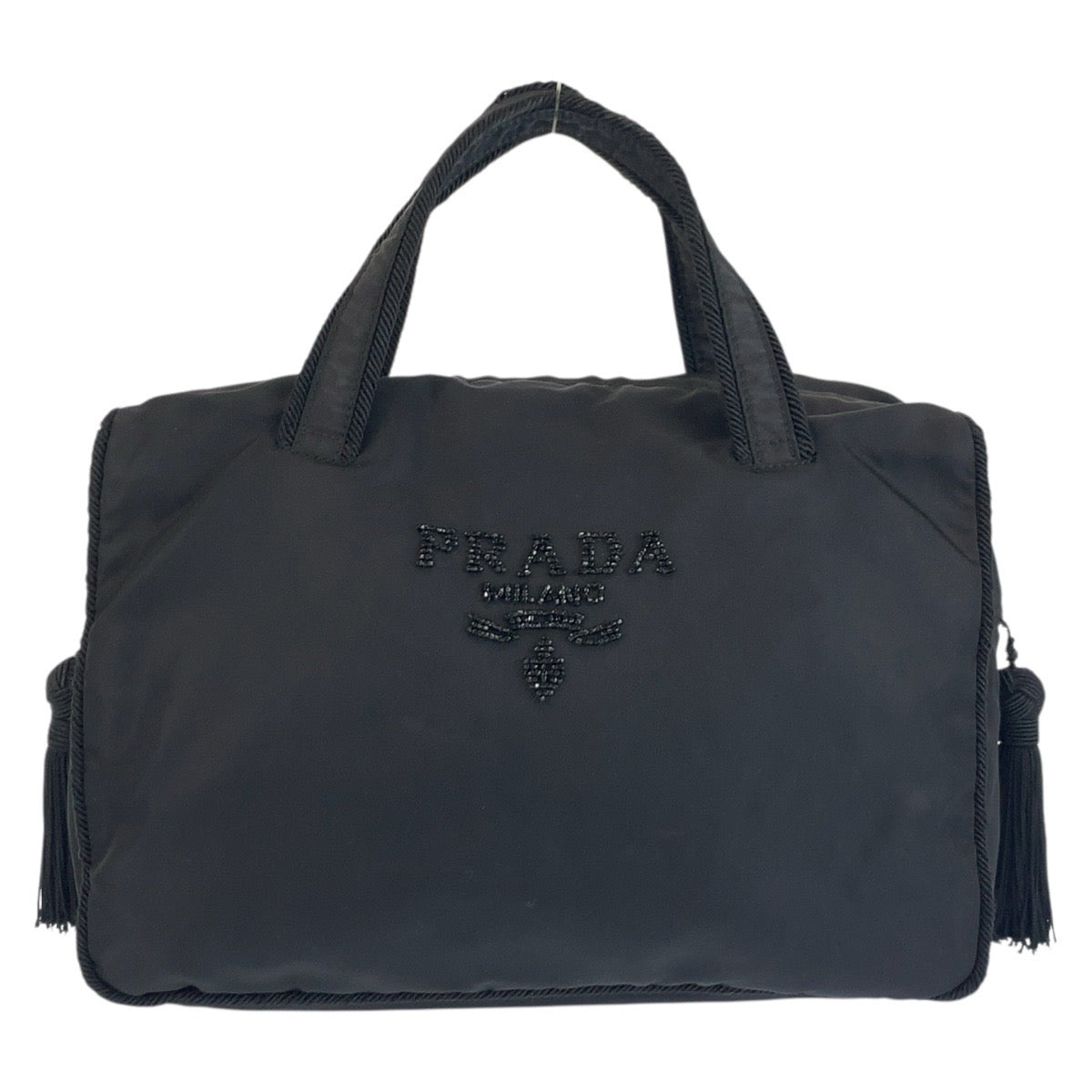 25194
PRADA プラダ テスート ビーズロゴ ブラック 黒 ナイロン ハンドバッグ ハンドバッグ レディース ABP36