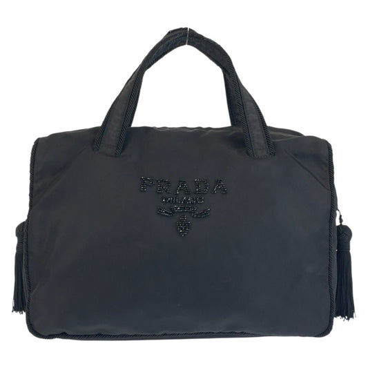 25194
PRADA プラダ テスート ビーズロゴ ブラック 黒 ナイロン ハンドバッグ ハンドバッグ レディース ABP36