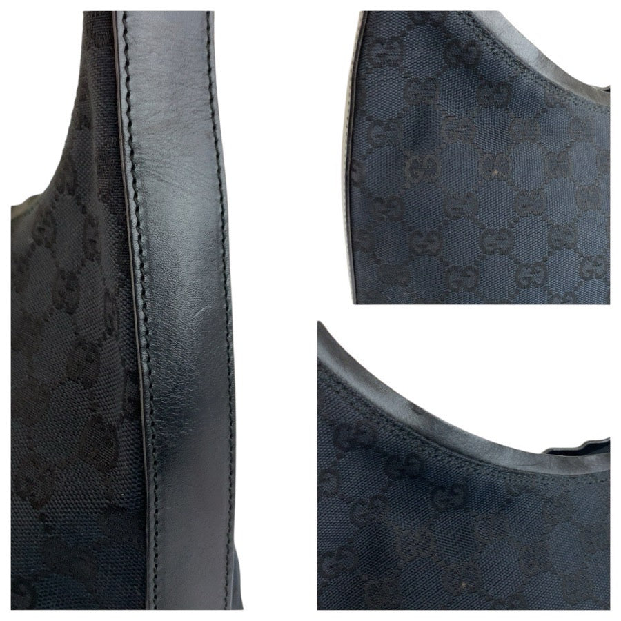 25195
GUCCI グッチ ブラック 黒 シルバー金具 GGキャンバス / レザー 000 0602 ショルダーバッグ レディース AB35