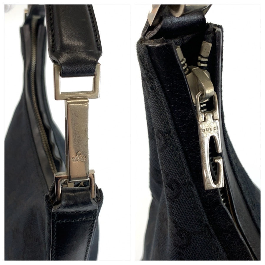 25195
GUCCI グッチ ブラック 黒 シルバー金具 GGキャンバス / レザー 000 0602 ショルダーバッグ レディース AB35