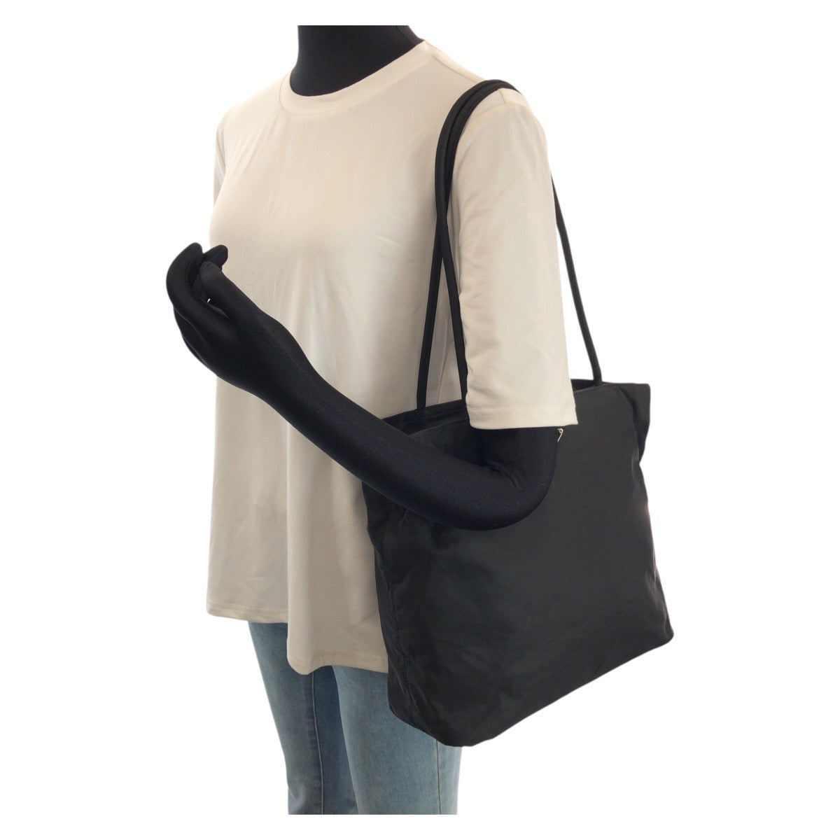 25196
PRADA プラダ テスート 三角ロゴプレート ブラック 黒 シルバー金具 ナイロン ショルダーバッグ トートバッグ レディース ABP35