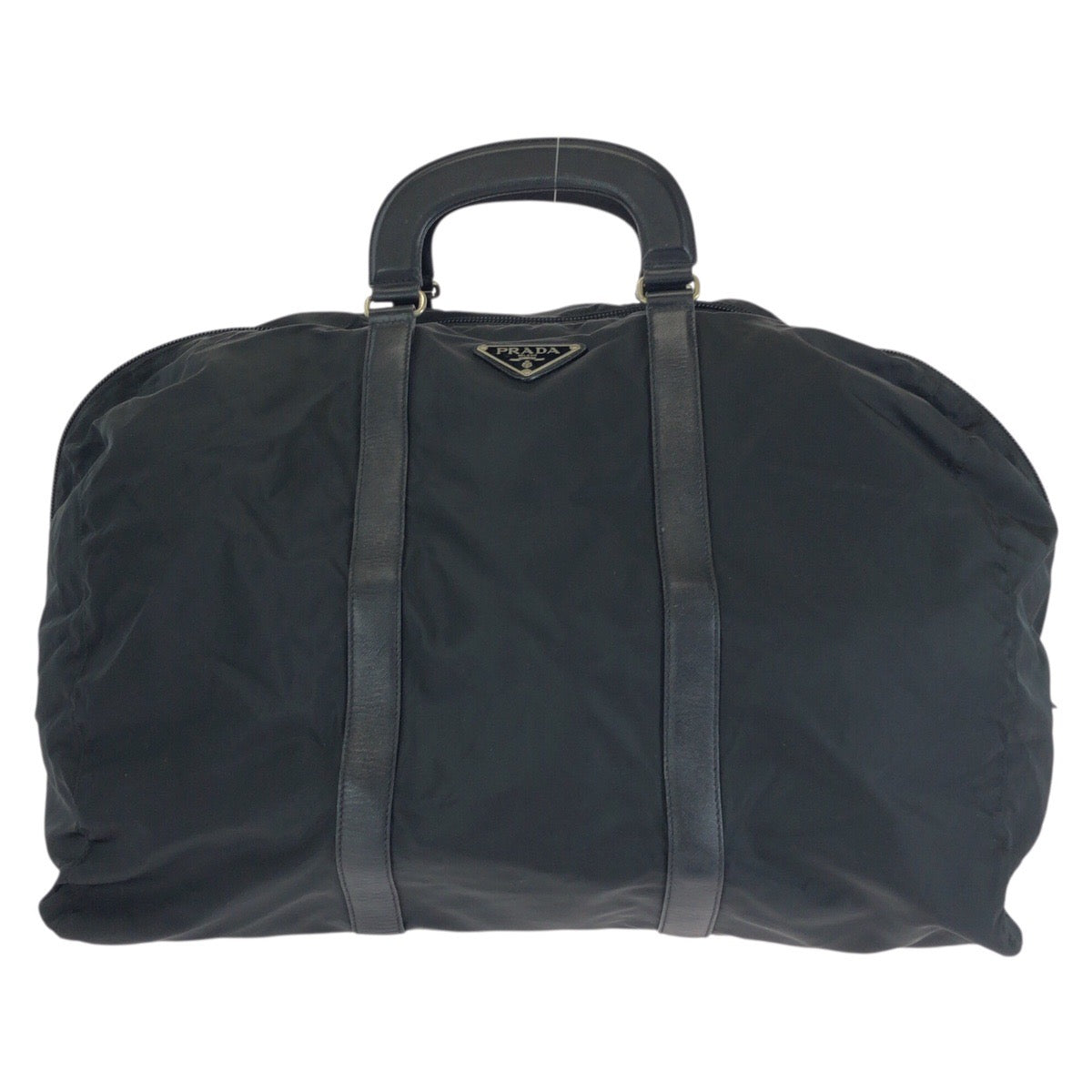 25197
PRADA プラダ テスート サフィアーノ 三角ロゴプレート ブラック 黒 シルバー金具 ナイロン / レザー ボストンバッグ トラベルバッグ 男女兼用 レディース ABP48